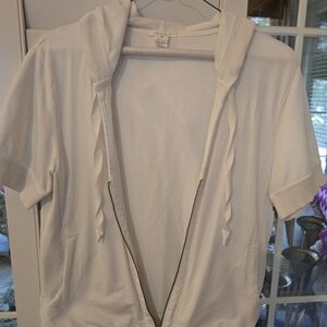 White Short Sleeve Hoodie